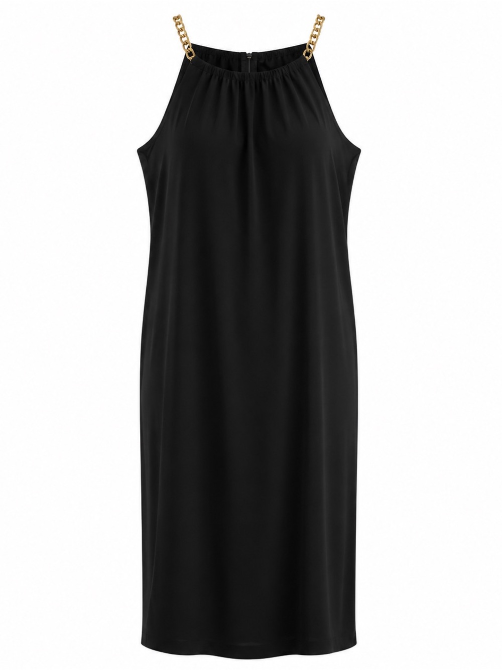 MICHAEL Michael Kors Black Gold Chain Halter Midi Dress Small